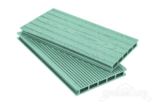 Террасная доска GRAND LINE серия Вельвет и теснение цвет Зеленый 22×160x4000