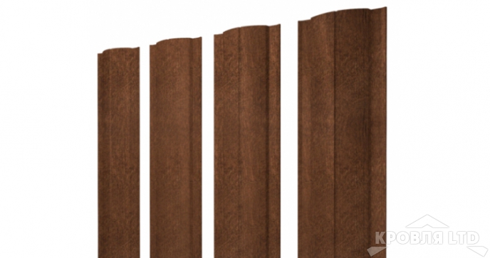 Евроштакетник Круглый 0,45 Print-Double Antique Wood
