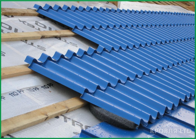 Металлочерепица Испанская Сьерра тип 3, Полиэстер RAL 5005 сигнальный синий, толщина 0,5